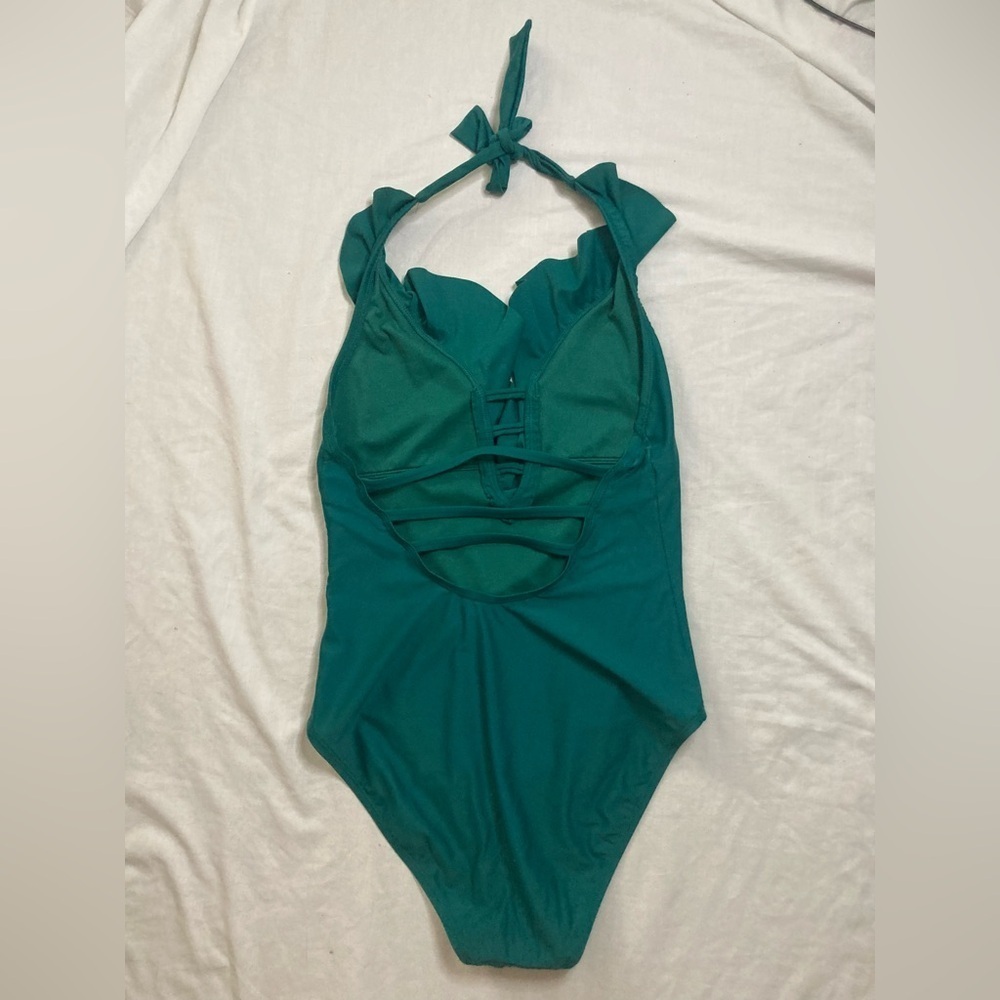 Bleu Rod Beattie Halter One-Piece Swimsuit Size 6 Forest Green - Picture 4 of 7